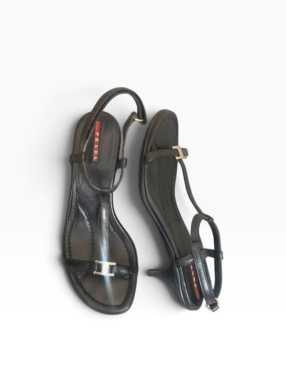 Prada calzature donna black sandals size 39.5 (9.5) USA - Picture 3 of 11